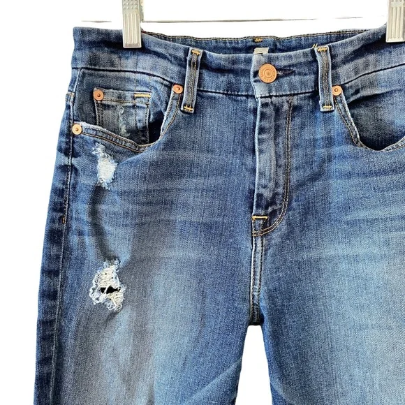 ⭐️ SOLD ⭐️ 7 For All Mankind Medium Blue The High Waist Ankle Skinny Distressed - Picture 2 of 7